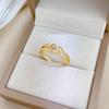 Real Gold Love Love Zircon Ring Opening Adjustable Simple Jewelry Japanese Ring Couple Ring