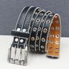 Schwerindustrie Nieten Hohl Gürtel Doppelreihe Hühnerauge Öse Gürtel Damen und Herren Nadel Umhang Hip-Hop Punk Stil Personalisierte Trendige Dekoration