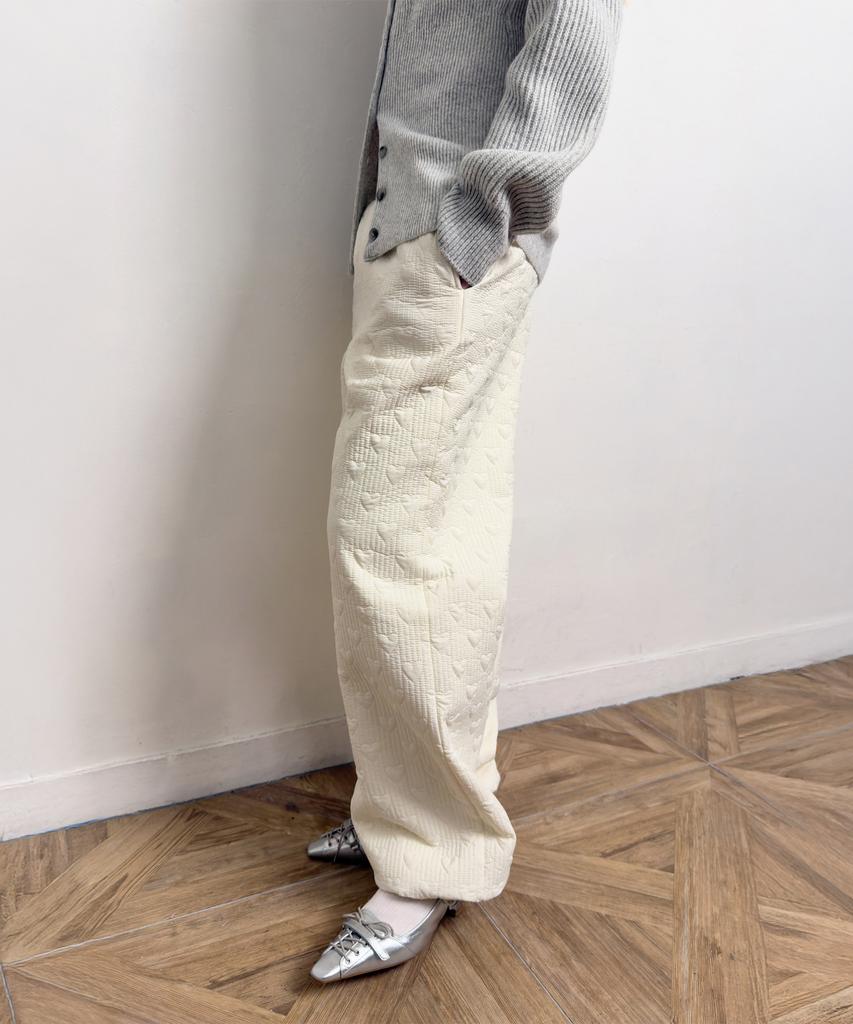Daiaegeuneol Heart Stitched Padding Pants (Cream)