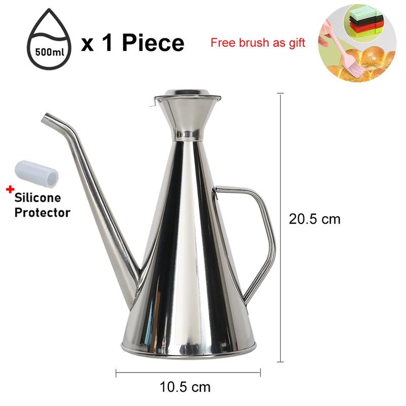 SUS304 Stainless Steel Oil Dispenser  Bottle Leakproof Cruet with Spout Easy Precision Pouring of Olive Oil Vinegar and Grease