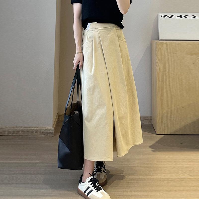 

Irregular Design Slimming Maternity A-line Skirt L хакі