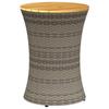 VidaXL Garden Side Table Drum Shape Grey Rattan Solid Wood, Outdoor Side Table, Small Garden Table, 368297