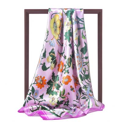 90 * 90cm New Silk Scarf Women'S Spring And Summer Decorative Scarf Sunscreen Travel Shawl Autumn And Winter Scarf Thin Edition