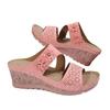 Flower-shaped Wedge Heels One-line Slippers Women's Hollowed-out Fish-mouth Thick-soled Shoes with Stitching Beach Flip-flops