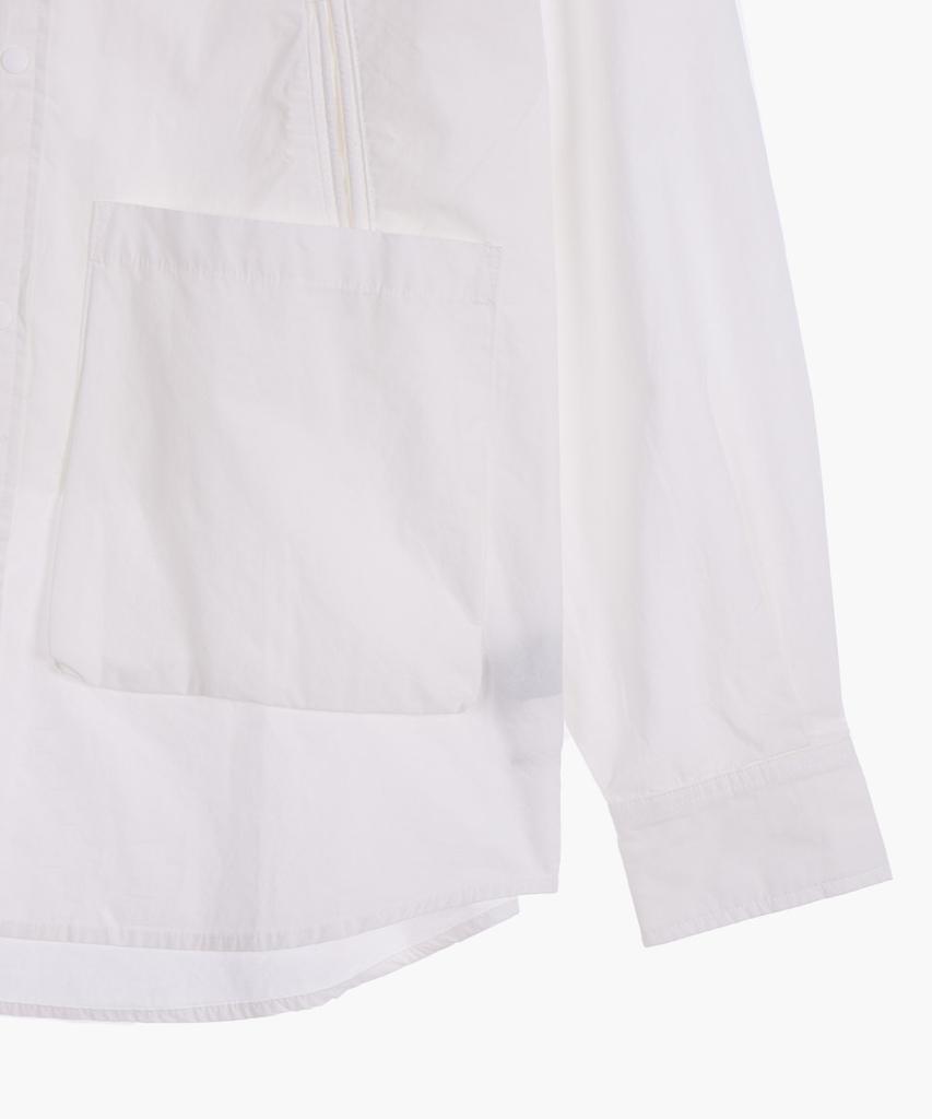 AT THE MOMENT Garment Washed Pocket Shirt Jacket_White