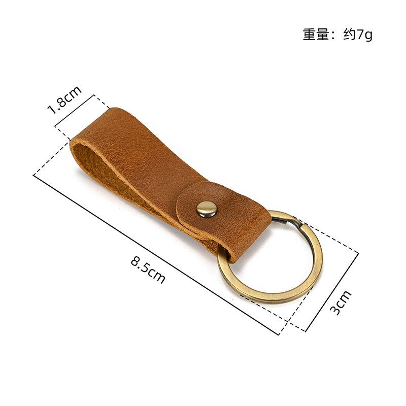 Leather Keychain Original And Personalized Retro Mad Horse Leather Key Ring Key, First Layer Key Pendant, A Large Number Of