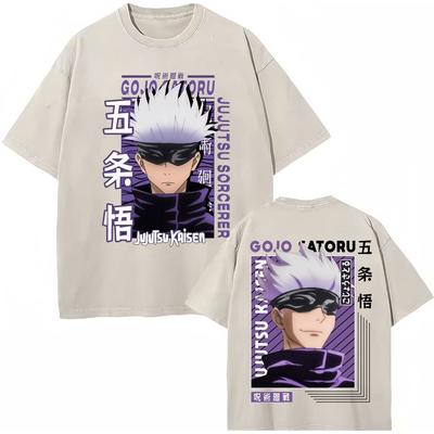 Japan Anime Jujutsu Kaisen Gewassen T-shirts Satoru Gojo Geto Suguru T-shirt Casual Katoen Oversized Harajuku T-shirt