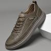 Mode Herrars Vardagliga Lädersneakers Mode Koreansk Stil Vardagsskor Snörning Utomhus Promenadskor Andningsbara Herrar Vulkaniserade Skor
