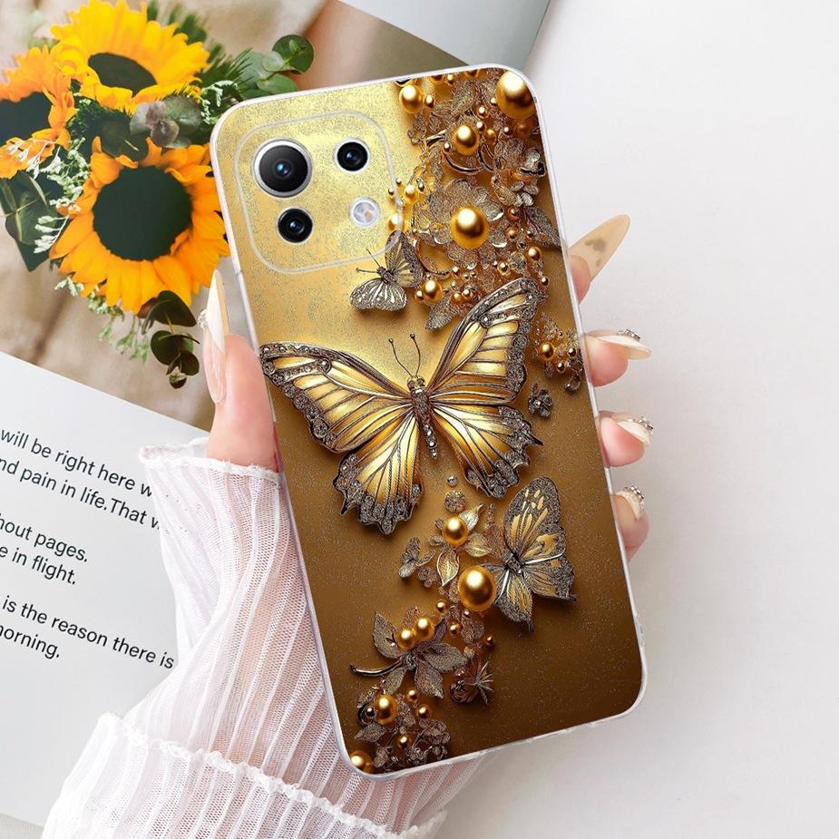 For Xiaomi Mi 11 Lite Case Luxury Flowers Butterfly Painted Cover Soft Silicone Case For Xiaomi Mi 11 Pro Mi11 Ultra Fundas Bags