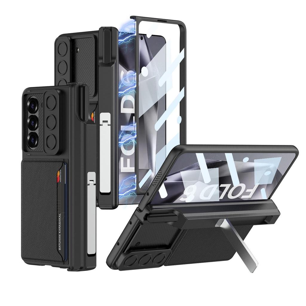 Samsung Z Fold 6 Magnetic Case with Hinge Protection, Pen Holder, Card Slot & Stand