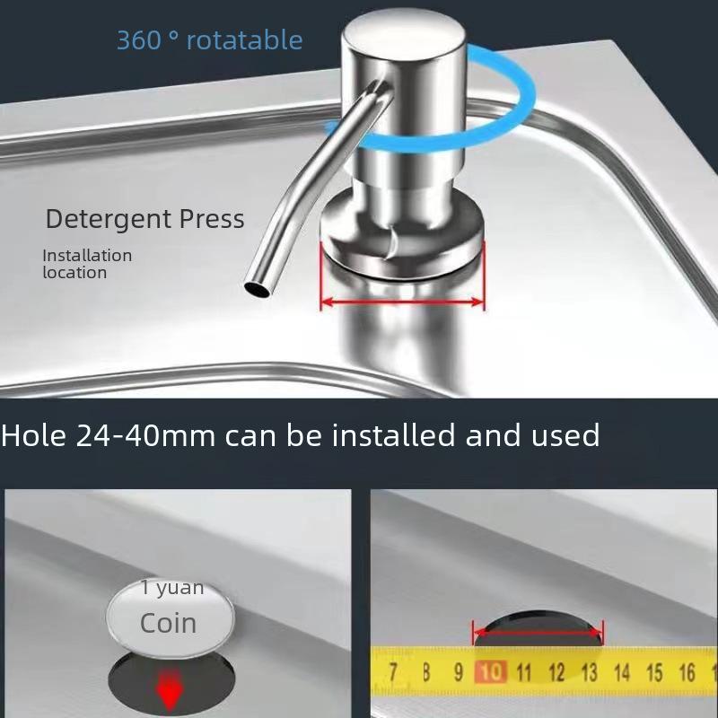 304 Nerezový dávkovač mýdla do kuchyňského dřezu s prodlužovací trubicí