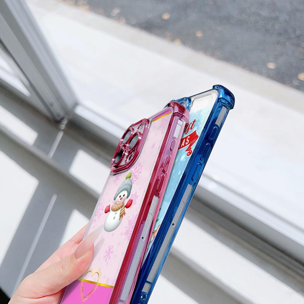 Ae108 Happy New Year Merry Christmas Electroplated TPU Phone Cases for Xiaomi 11 Lite Redmi Note 13 Pro 12C 9S 14C Huawei Four Corner Protection Cover