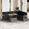 VidaXL Garden Furniture Set with Cushions 7 Pcs Grey Wicker Acacia, Outdoor Sofa Set, Garden Lounge 3327610