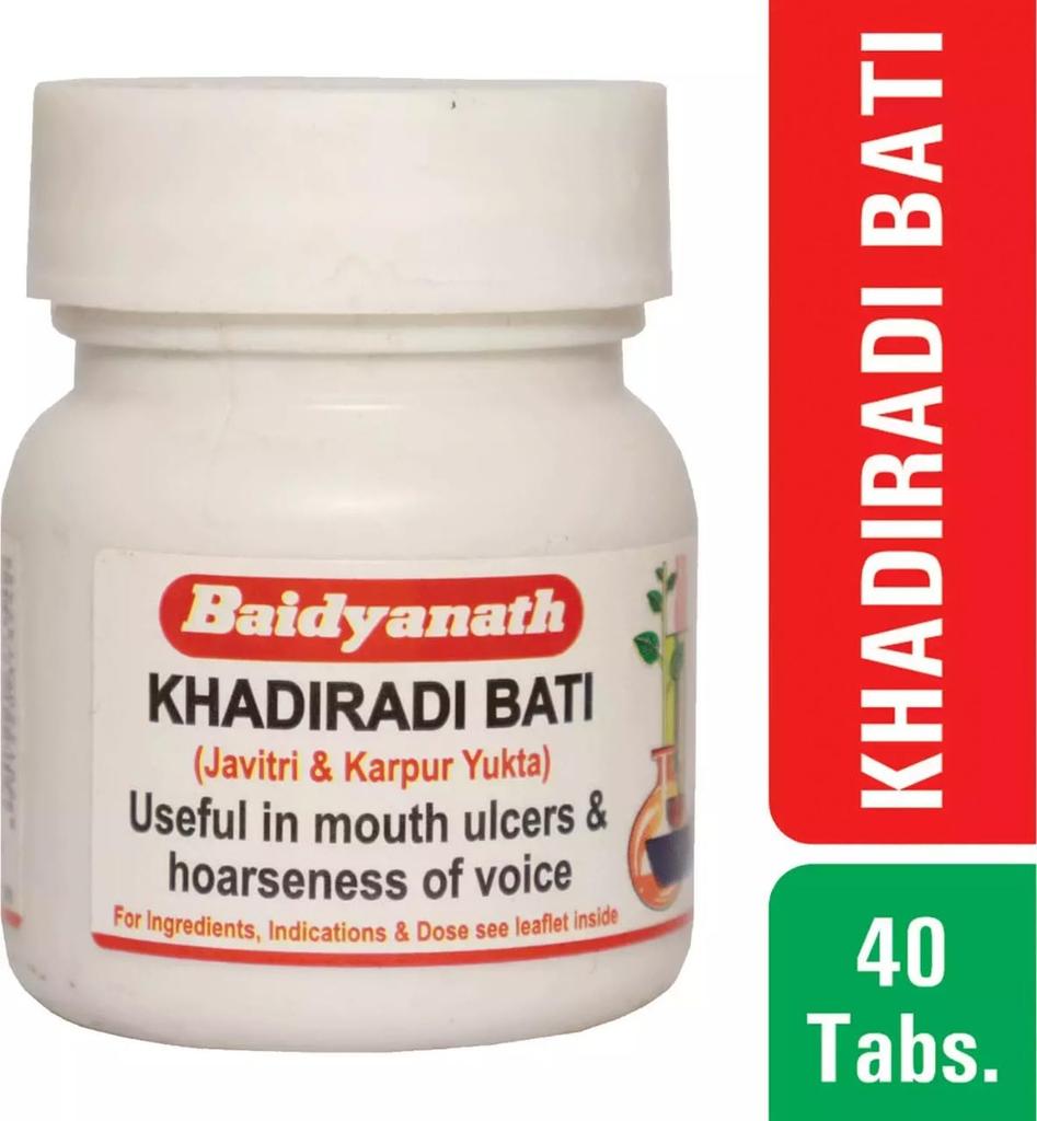 Baidyanath Jhansi Khadiradi Bati 40 Tablets X Pack of 2 Herbal Ayurvedic Wellness Supplement for Adults