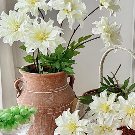 2 Köpfe Künstliche Dahlienblumen Realistisches Seiden-Dahlien-Strauß mit langem Stiel 28 Zoll Herbst-Blumenarrangement für DIY-Hochzeits-Tischdekoration Zuhause