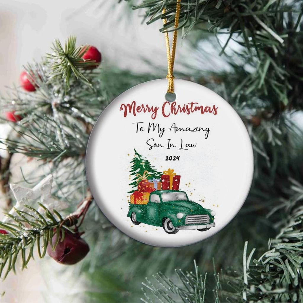 Son-in-Law Ceramic Ornament from Mother-in-Law, Christmas Ornament Keepsake Gift, Wedding Gift to The Groom