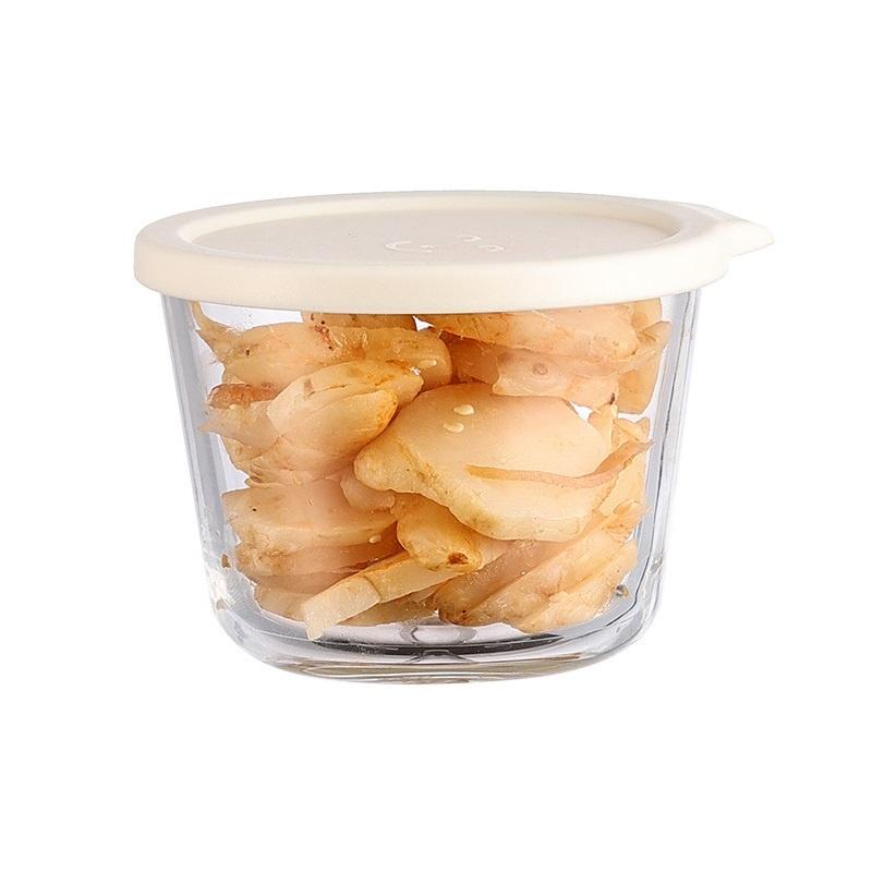 Round Food Storage Container High Borosilicate Glass Sealed Jar With Lid Microwave Safe Refrigerator Fruit Vegetable Storage Jar белый