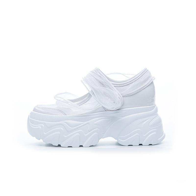 Summer women's platform shoes heightened lace flower Mary Jane women's shoes 2025 new one-pedal casual magic