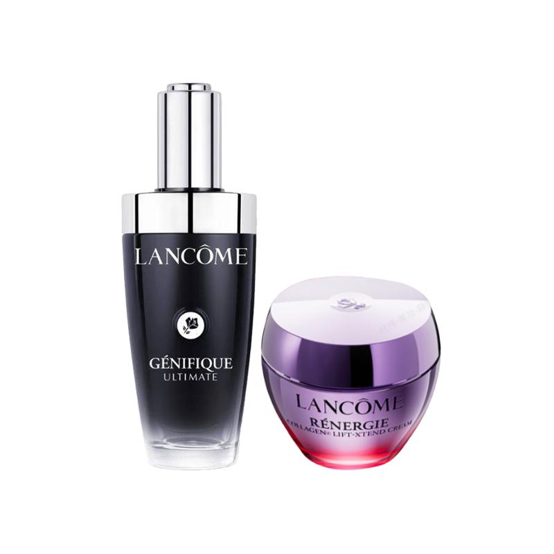 Набор ухода Lancôme Антивозрастной и Подтягивающий, Эссенция Super Repair в маленьком черном флаконе + Двухкомпонентный набор для скульптурирования лица: Эссенция 30мл + Крем 50мл чёрный
