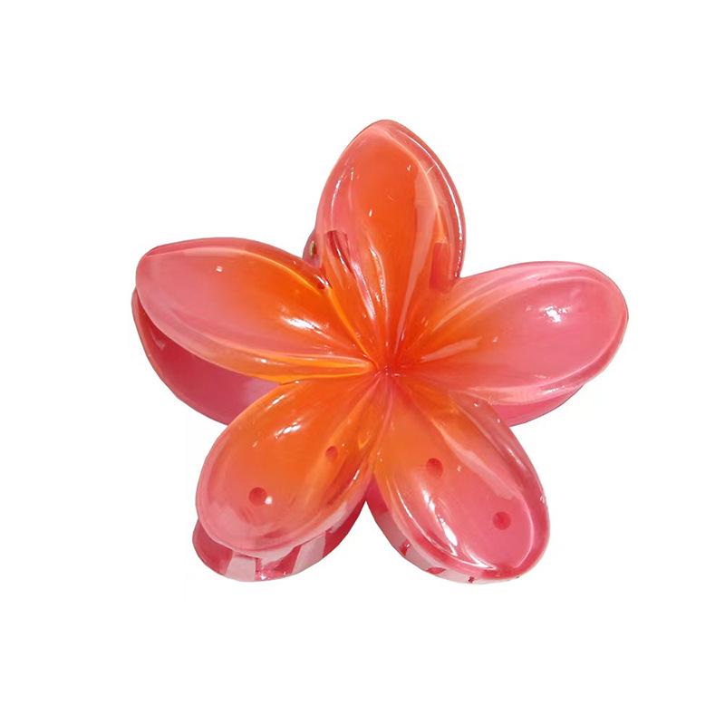 Retro Colorful Frangipani Flower Hair Claw Clip for Women