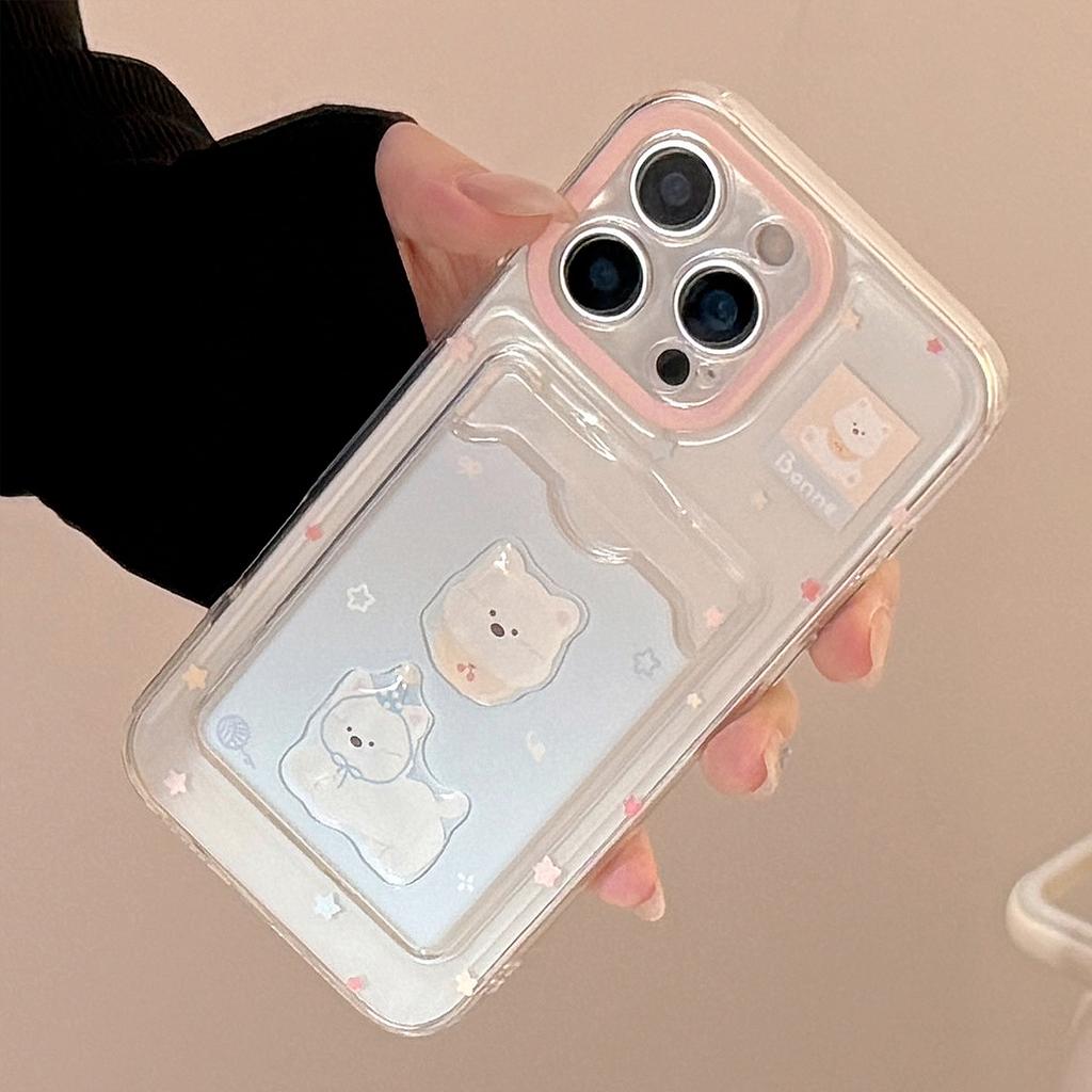 Welpen-Kartenetui im koreanischen Stil Geeignet für Apple 15 Promax Handyhülle Iphone16 Transparent 14 Vollabdeckung 13 Dreidimensional Weich