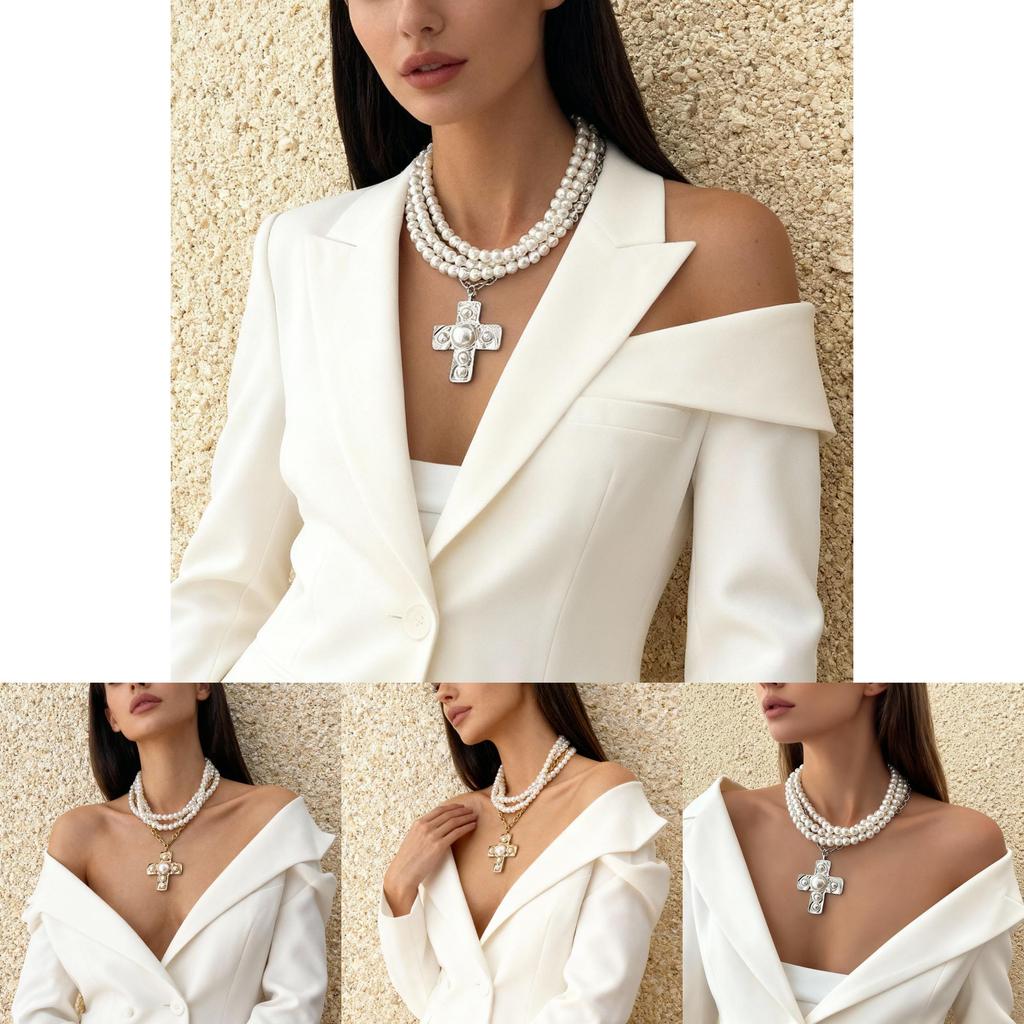 Punk Girl Cross Pendant Necklace With Geometric Alloy Design For Fashion Daily Wear