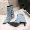 Cowboy Women Ankle Boots Pointed Toe Fashion High Heels Shoes 2025 New Trend Designer Buckle Pumps Chelsea Winter Botas De Mujer