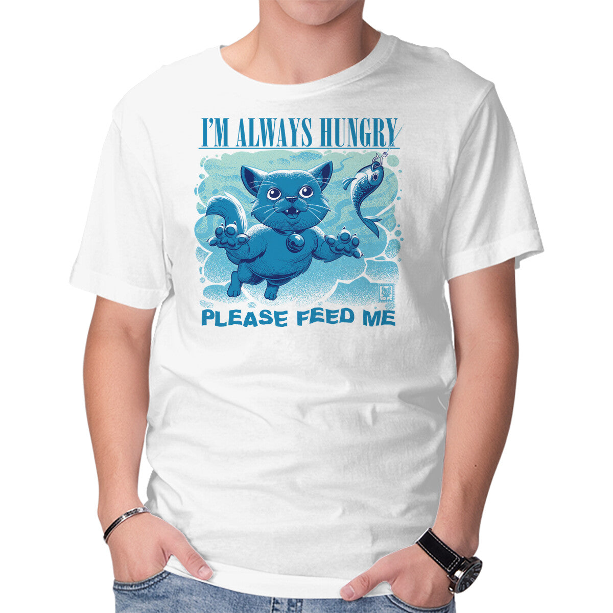 Unisex Crew Neck T-Shirt I Am Always Hungry Graphic Short Sleeve Casual Tee L