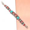 Coral Silver Red Tibetan Gemstone  Nepali Turquoise Bracelet Handmade