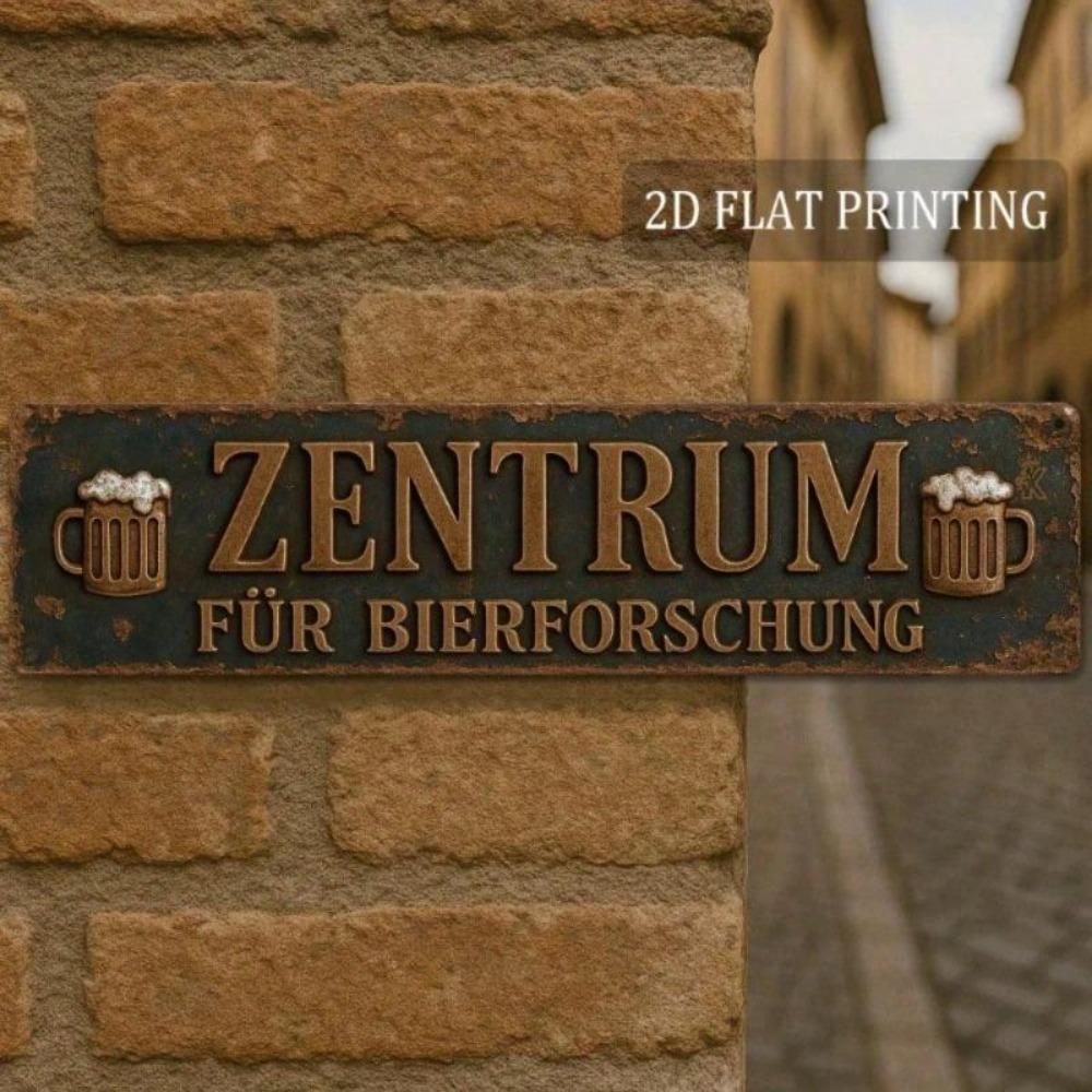Segno Metallico Decorativo Birrificio Tedesco Vintage, Targhetta in Alluminio Piatta 2D Centro di Ricerca sulla Birra 16x4 Pollici Per Man Cave Bar di Casa