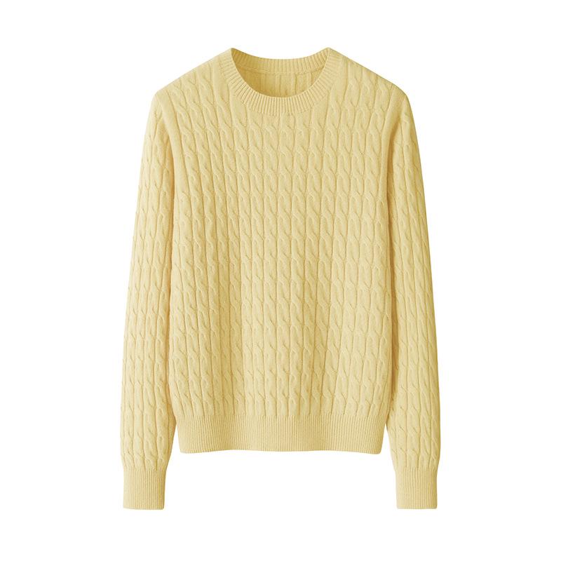 Women's Cashmere Knit Drop Shoulder Sweater – 12-Gauge Round Neck Versatile Pullover