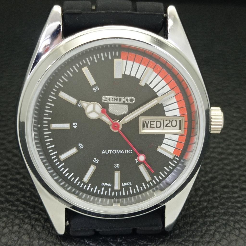 REFURBISHED VINTAGE SEIKO 5 AUTOMATIC 6309A JAPAN MENS BLACK WATCH a440856-4 Sk-a440856