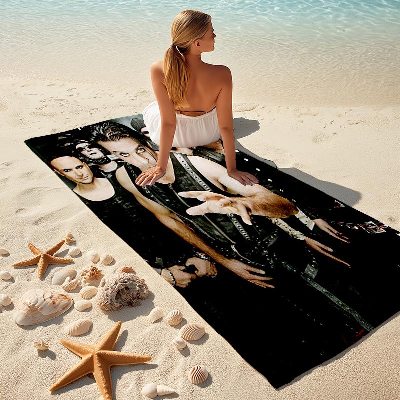 1pc Rammstein2 Beach Towel, Comfortable and Thick, and Swimming/Bath/Picnic/Camping Towel, Suitable for Seaside Beaches