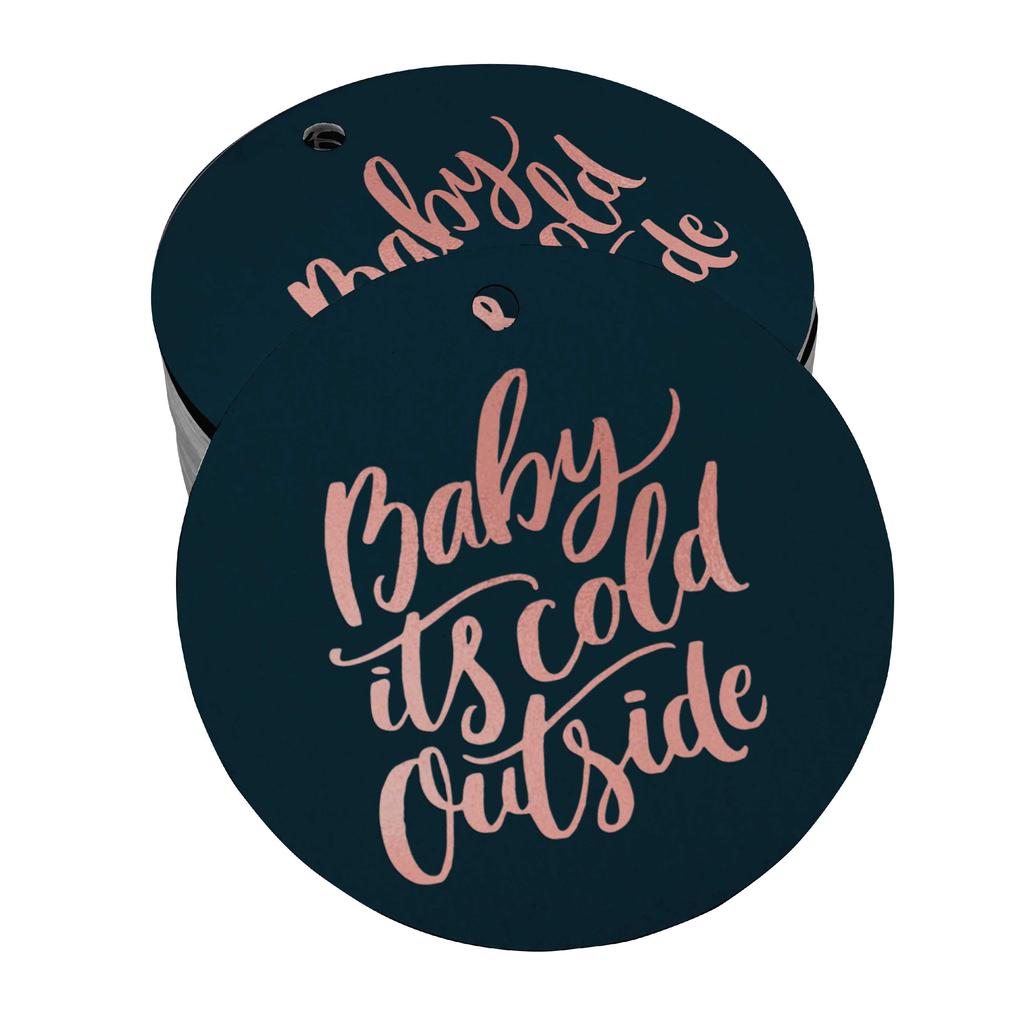 Inkdotpot Real Gold Foil Baby It's Cold Outside Baby Shower Tags Favor Hang Paper Tags 100