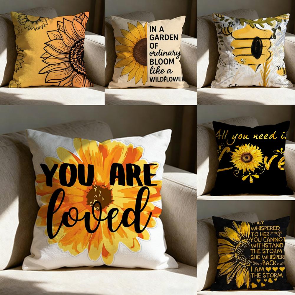 Sunflower Patterns Series Pillow Case pillowcase, double-sided printed, sofa cushion, bedroom headboard pillow