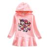2026 Spring/Autumn Girls' Ruffle Cartoon Rainbow Hooded Princess Long Sleeve Dress