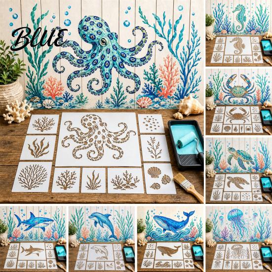 Craft Stencils for Stencil Plastic Sea Animal Stencil Set Wood Ocean Wall Art Octopus Mural
