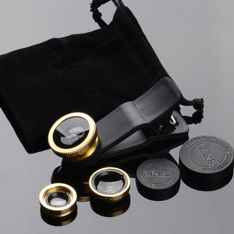 3-In-1 Phone Camera Lens Kit Fisheye Mobile Phone Lenses 0.67X Zoom Wide Angle Macro Hd Universal Camera Lens For All Smartphone