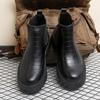 Mode Herren Klassische Retro Chelsea Boots Mode Lässige Leder Stiefeletten Britischer Stil Herren Kurze Schuhe Herren Winter Plüsch Schneestiefel