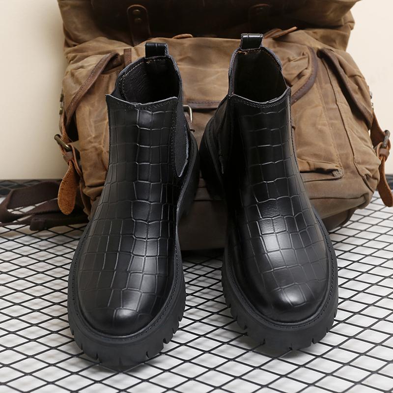 Mode Herren Klassische Retro Chelsea Boots Mode Lässige Leder Stiefeletten Britischer Stil Herren Kurze Schuhe Herren Winter Plüsch Schneestiefel