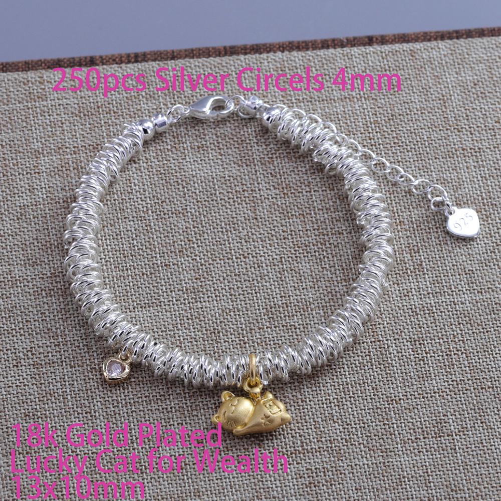925 Silver Double Love Heart Hollow Round Beads Bracelet Female Fashion Romantic Jewelry Classic Adjustable