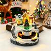 Luminous Christmas Snow Scene Train Ornament with Rotating Cabin Music Box