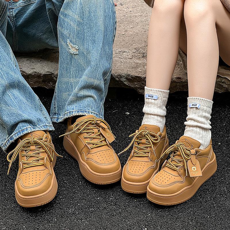 Rainbow color board shoes for men and women 2025 new breathable platform bread shoes heightening couple shoes sports casual shoes