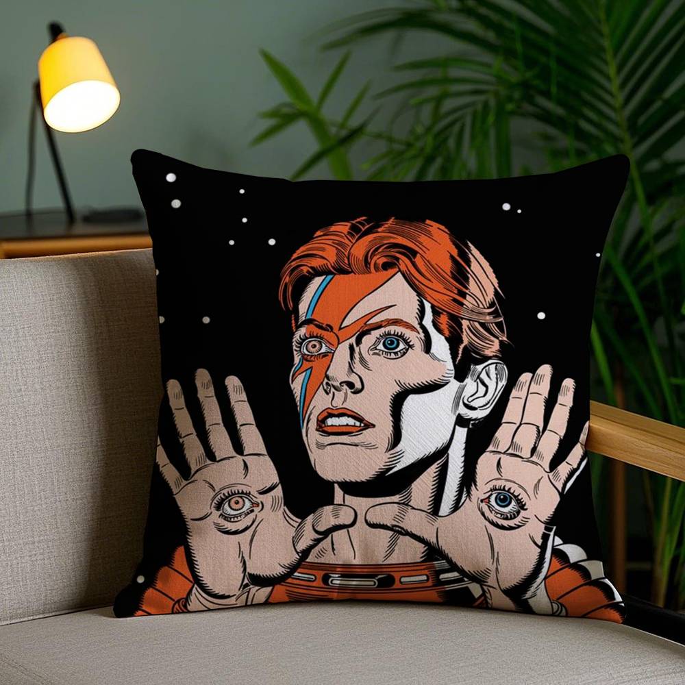 Housse de coussin David B-Bowie Maison Dortoir Dossier de Chaise Peluche Courte Impression Double Face Bureau Coussin de Sieste