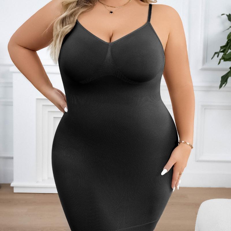 Vestido Talla Grande Femenino Falda Inferior Ajustada al Cuerpo que Realza las Caderas Moldeador Corporal de Tirantes Adelgazante de Vientre