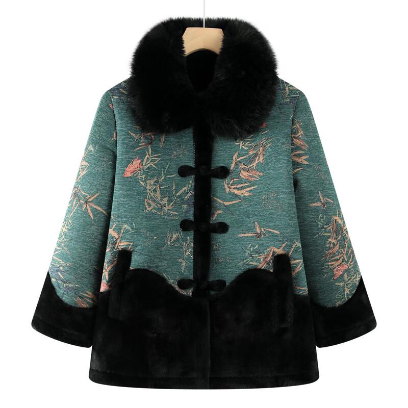 Elegant Plus Velvet Thickened Winter Coat for Elderly Women