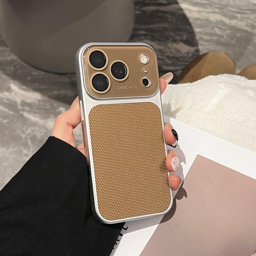 

Solid Color Punctate Texture Phone Case For iPhone 17 16 15 14 Pro Max 13 Crystal Large Window Full Silvery Bumper Cover iPhone17