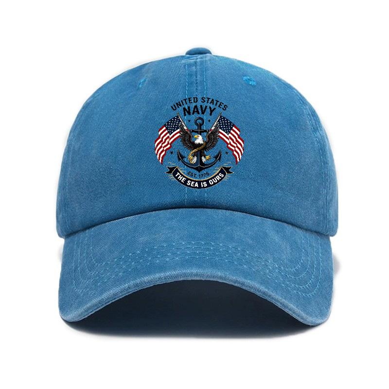 Versatile retro American printed washed old soft top sunshade baseball cap Unisex baseball cap