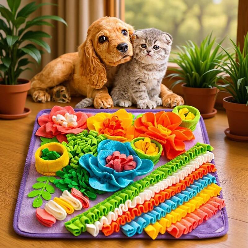 Pet Sniffing Mat Slow Feeder Interactive Puzzle Toy Cats Dogs Rabbits Stress Relief Mental Stimulation Indoor Enrichment