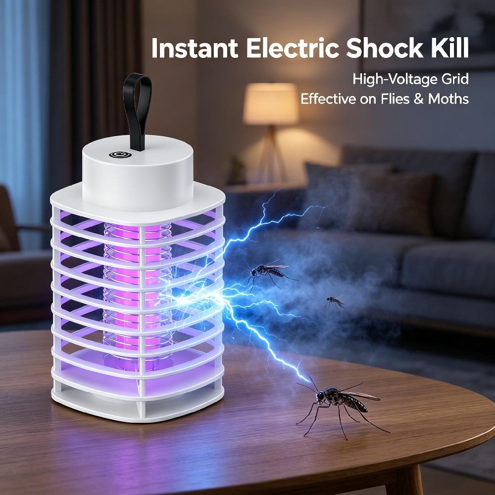 USB Rechargeable Silent Mosquito Killer Lamp, Portable Electronic Insect Trap for Indoor Bedroom Outdoor Camping Pest Control Light